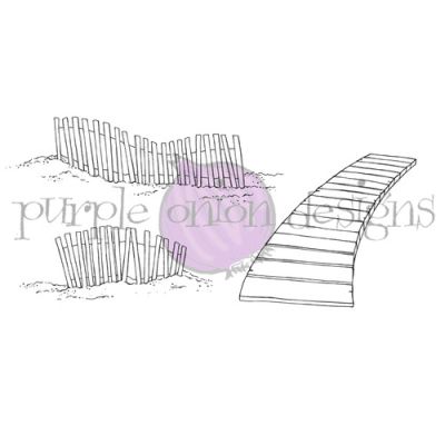Beach Fence & Boardwalk unmounted rubber stamp by Stacey Yacula for Purple Onion Designs.  Exclusive in the UK to Seven Hills Crafts