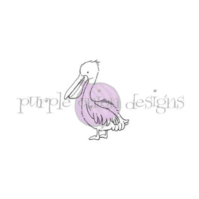 Beaks the Pelican unmounted rubber stamp by Stacey Yacula for Purple Onion Designs.  Exclusive in the UK to Seven Hills Crafts.  