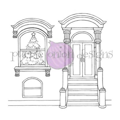 Holiday Brownstone unmounted rubber stamp by Stacey Yacula for Purple Onion Designs.  Exclusive in the UK to Seven Hills Crafts