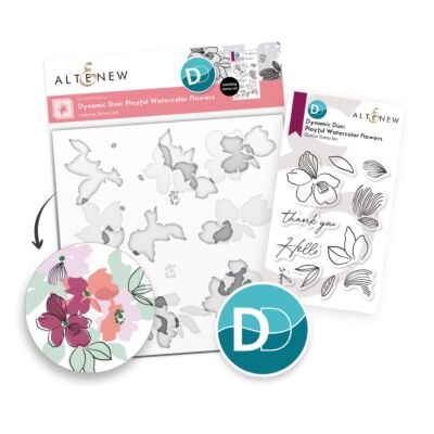 Altenew Dynamic Duo Playful Watercolor Flowers Stencil and Stamp Kit - get the look of watercolour painted florals with a stencil and stamp