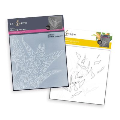Charming Heliconia embossing folder and stencil by Altenew for cardmaking and paper crafts.  UK Stockist, Seven Hills Crafts