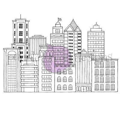 City Skyline Background unmounted rubber stamp by Stacey Yacula for Purple Onion Designs.  Exclusive in the UK to Seven Hills Crafts