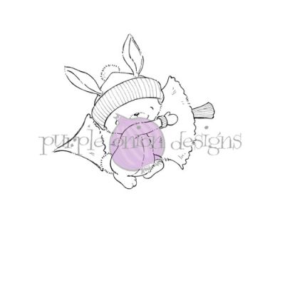 Claus (Bunny With Treee) unmounted rubber stamp by Stacey Yacula for Purple Onion Designs.  Exclusive in the UK to Seven Hills Crafts