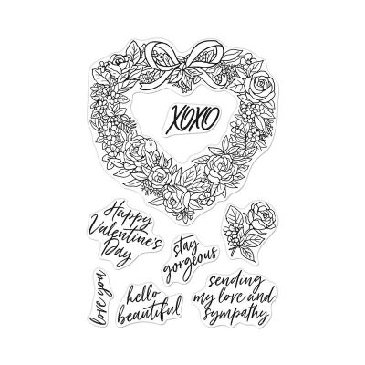 Floral Heart Wreath Stamp
