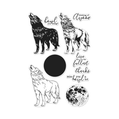 Color Layering Howling Wolf Stamp
