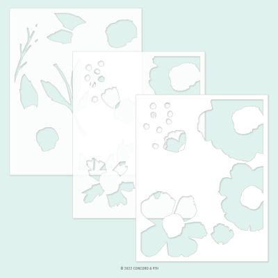 Concord and 9th cottage garden stencil set for cardmaking and paper crafts.  UK Stockist, Seven Hills Crafts