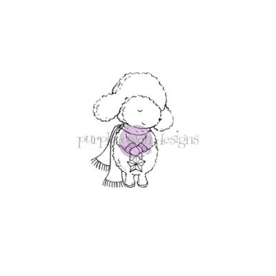 Ella (Winter Lamb) unmounted rubber stamp by Stacey Yacula for Purple Onion Designs.  Exclusive in the UK to Seven Hills Crafts