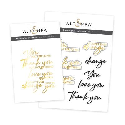 Altenew encouraging sentiments hot foil plate and die bundle for cardmaking and paper crafts.  UK Stockist, Seven Hills Crafts