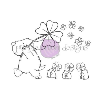 Flappys Lucky Day Stamp Set unmounted rubber stamp by Pei for Purple Onion Designs.  Exclusive in the UK to Seven Hills Crafts