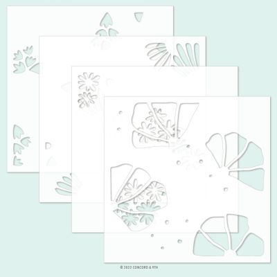 UK Stockist Concord and 9th Flower Press Stencil - 4 stencils for paper crafting