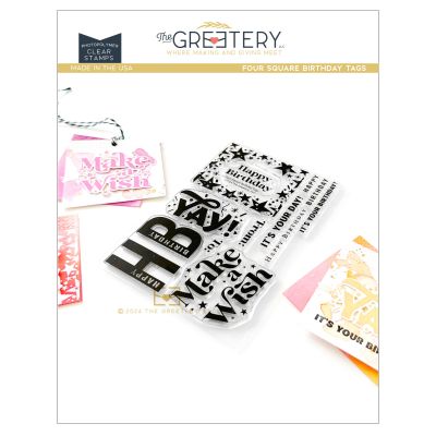 Four Square Birthday Tags Stamp Die by The Greetery, Confetti Encore Collection, UK Exclusive Stockist, Seven Hills Crafts 5 star rated for customer service, speed of delivery and value