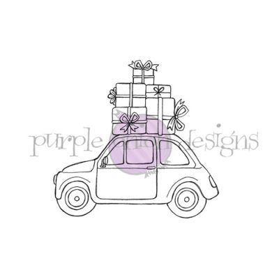 Gift Car unmounted rubber stamp by Stacey Yacula for Purple Onion Designs.  Exclusive in the UK to Seven Hills Crafts