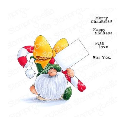 Gnome with a Candy Cane Stamp