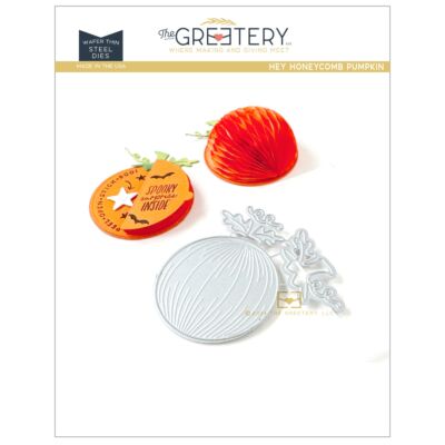 Hey Honeycomb Pumpkin Die from the Autumn Air Collection by The Greetery, UK Exclusive Stockist, Seven Hills Crafts to create halloween themed cards, gifts and party favours with our without 3d paper honeycomb balls