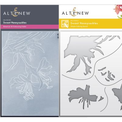 happy hummingbird sweet honeysuckles embossing folder and stencil bundle by altenew for cardmaking and paper crafts.  UK Stockist, Seven Hills Crafts