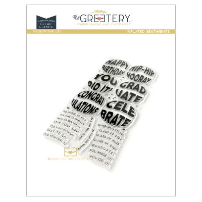 Inflated Sentiments Stamp by The Greetery, Confetti Encore Collection, UK Exclusive Stockist, Seven Hills Crafts 5 star rated for customer service, speed of delivery and value