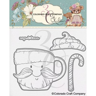 santa cheer mug Die by Kris Lauren for Colorado Craft Company for cardmaking and paper crafts.  UK Stockist, Seven Hills Crafts