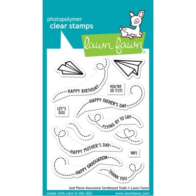 Lawn Fawn UK Stockist - Just Plane Awesome Sentiment Trails stamp for cardmaking and paper crafting