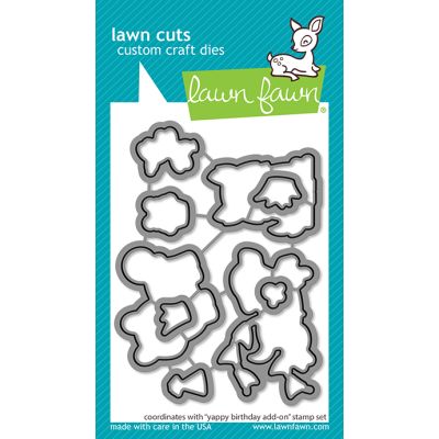Yappy Birthday Add On Die by Lawn Fawn at Seven Hills Crafts UK stockist 5 star rated for customer service, speed of delivery and value