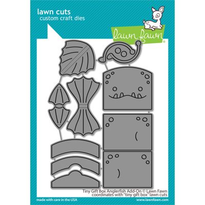 Tiny Gift box anglerfish add on Die by Lawn Fawn at Seven Hills Crafts UK stockist 5 star rated for customer service, speed of delivery and value