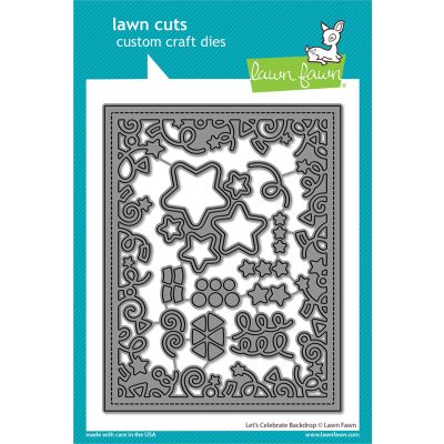 let's celebrate backdrop die by Lawn Fawn For Seven Hills Crafts UK stockist 5 star rated for customer service, speed of delivery and value