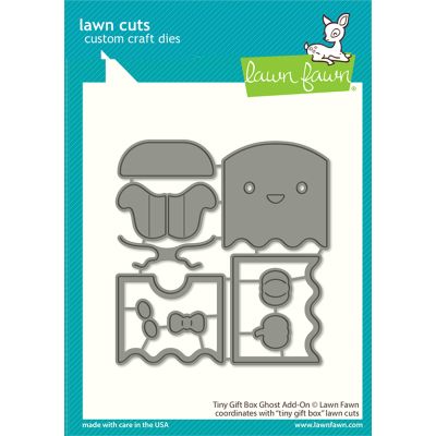 tiny gift box ghost add-on by Lawn Fawn at Seven Hills Crafts UK stockist 5 star rated for customer service, speed of delivery and value