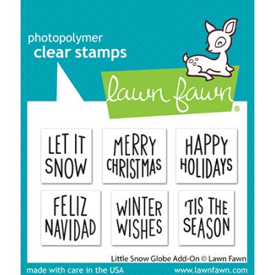 little snow globe add-on stamp by Lawn Fawn at Seven Hills Crafts UK stockist 5 star rated for customer service, speed of delivery and value