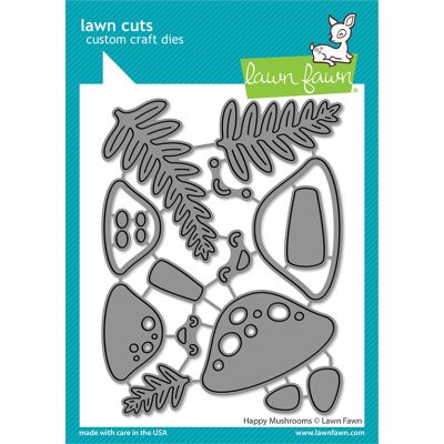 happy mushrooms die by Lawn Fawn at Seven Hills Crafts UK stockist 5 star rated for customer service, speed of delivery and value