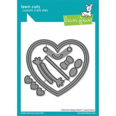 stitched happy heart die by Lawn Fawn at Seven Hills Crafts UK stockist 5 star rated for customer service, speed of delivery and value