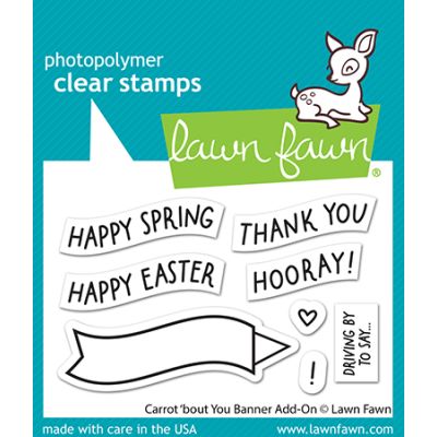 Carrot 'bout You banner add-on stamp by Lawn Fawn, UK Stockist, Seven Hills Crafts 5 star rated for customer service, speed of delivery and value