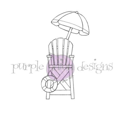 lifeguard chair unmounted rubber stamp by Stacey Yacula for Purple Onion Designs.  Exclusive in the UK to Seven Hills Crafts.  