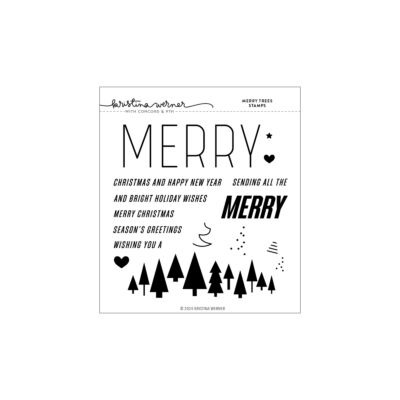 Kristina Werner Merry Trees Stamp for creating graphical styled Christmas tree themed cards