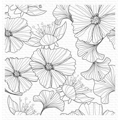 Loosely Lined Flowers Background Stamp