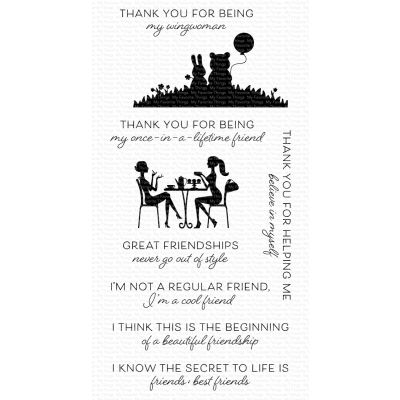 polymer stamp for papercrafting featuring movie silhouttes and sentiments
