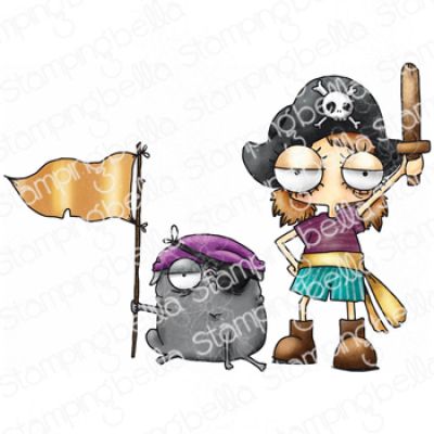 Mini Oddball Pirate & Pug Stamp by Stamping Bella at Seven Hills Crafts, UK Stockist, 5 star rated for customer service, speed of delivery and value