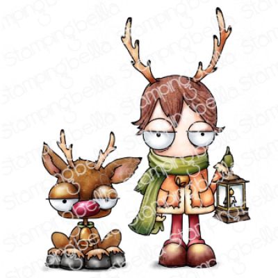 Mini Oddball Boy And His Reindeer Stamp