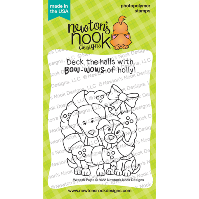 Wreath Pups Die by Newton's Nook for cardmaking and paper crafts.  UK Stockist, Seven Hills Crafts