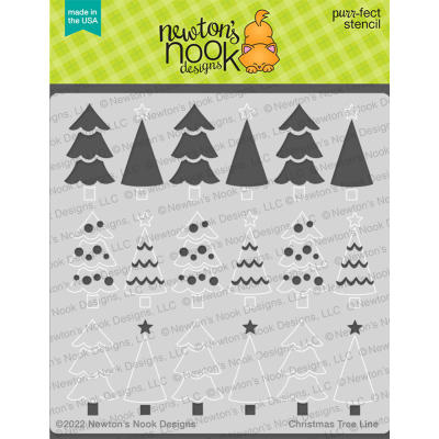 Christmas Tree Line Stencil by Newton's Nook at Seven Hills Crafts UK stockist 5 star rated for customer service, speed of delivery and value