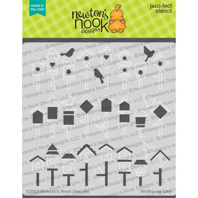 Birdhouse Line Stencil by Newton's Nook at Seven Hills Crafts UK stockist 5 star rated for customer service, speed of delivery and value