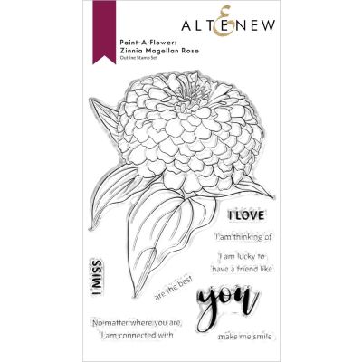 Paint-A-Flower Zinnia Magellan Rose Outline Stamp
