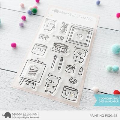 Painting Piggies Stamp by Mama Elephant for cardmaking and paper crafts.  UK Stockist, Seven Hills Craft