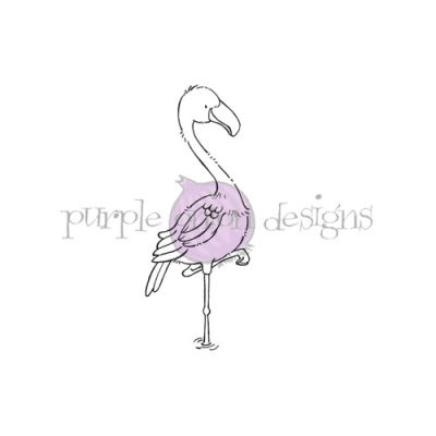 Paloma the Flamingo unmounted rubber stamp by Stacey Yacula for Purple Onion Designs.  Exclusive in the UK to Seven Hills Crafts.  