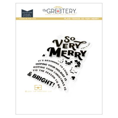 Plaid Tidings Very Merry Stamp by The Greetery, Recollective Holiday Collection, UK Exclusive Stockist, Seven Hills Crafts 5 star rated for customer service, speed of delivery and value