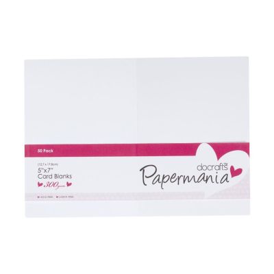 Papermania 5 x 7 Inch Cards and Envelopes Pack - White (50)