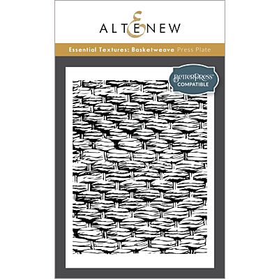 Altenew Essential Textures Basketweave Press Plate for creating texture and a basket weave pattern with letter press or hot foil techniques for cardmaking and scrapbook layouts