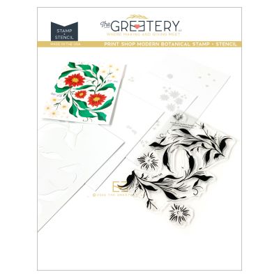 Print Shop Modern Botanicals Stamp by The Greetery, Spring Fling Collection, UK Exclusive Stockist, Seven Hills Crafts 5 star rated for customer service, speed of delivery and value