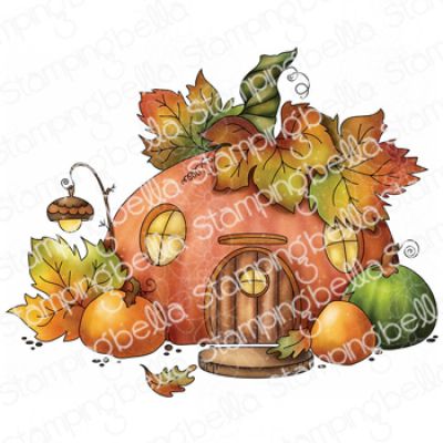Pumpkin House Backdrop Stamp by Stamping Bella at Seven Hills Crafts, UK Stockist, 5 star rated for customer service, speed of delivery and value
