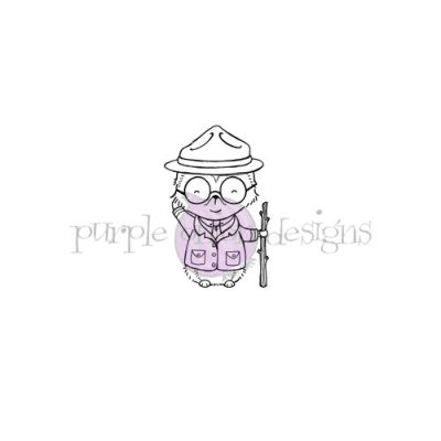 purple onion designs Stacey Yacula Amongst the Pines Collection Ranger Rockwell Hedgehog unmounted red rubber stamp  Exclusive to Seven HIlls Crafts in the UK