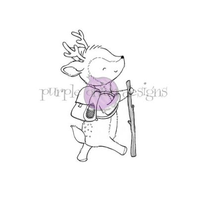 purple onion designs Stacey Yacula Amongst the Pines Collection Woody Deer Hiking unmounted red rubber stamp  Exclusive to Seven HIlls Crafts in the UK