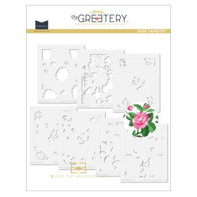 Rose Tapestry Stencil by The Greetery, Handicraft Collection, July 2023, UK Exclusive Stockist, Seven Hills Crafts 5 star rated for customer service, speed of delivery and value